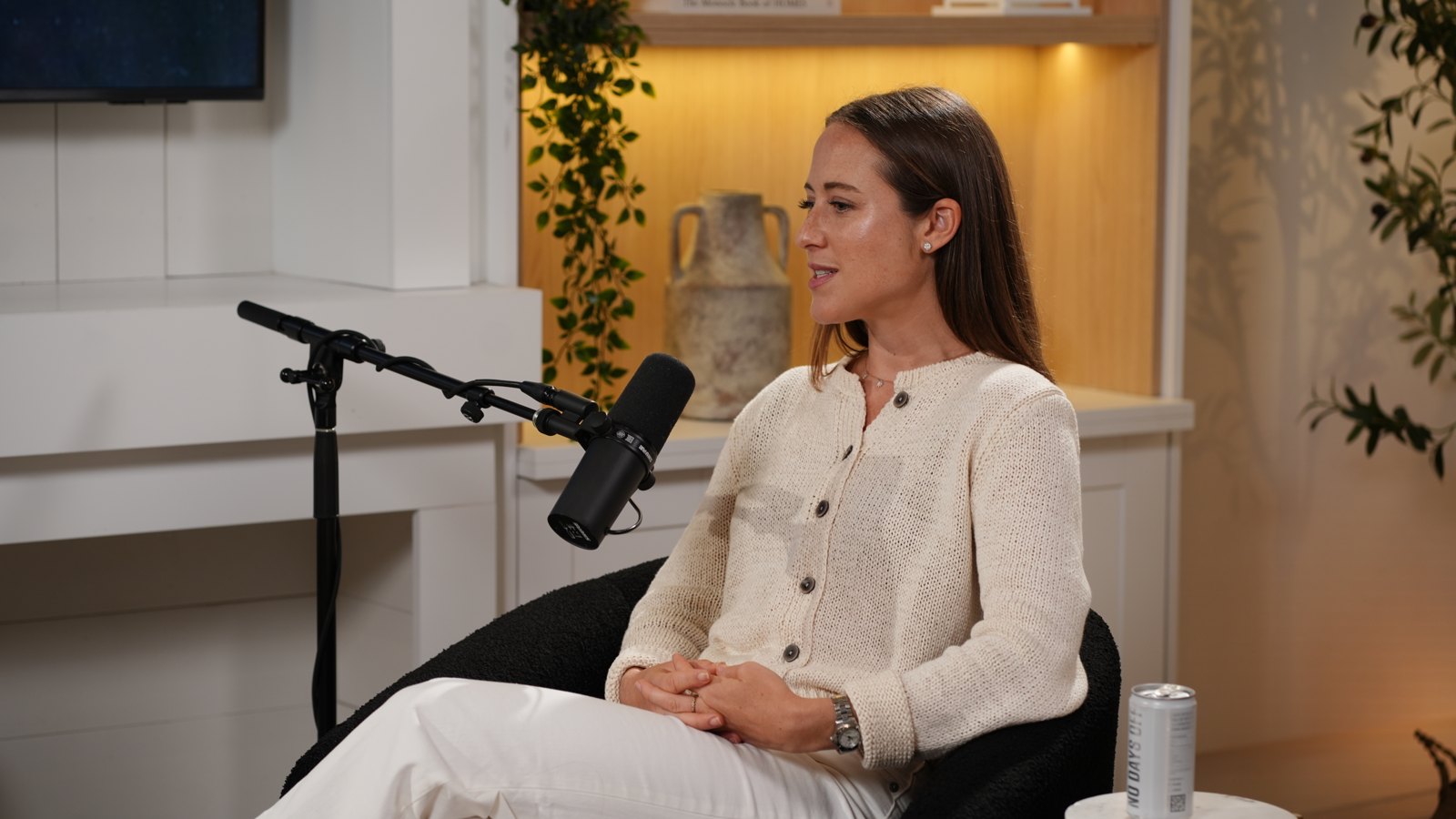 Brooke Robbins recording a conversation for The Well Path Podcast